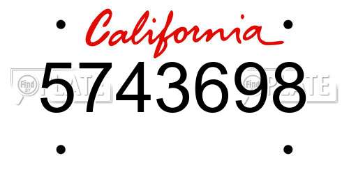 5743698 California License Plate