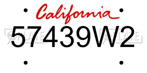 57439W2 California License Plate