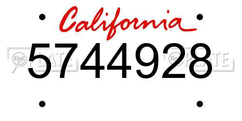 5744928 California License Plate