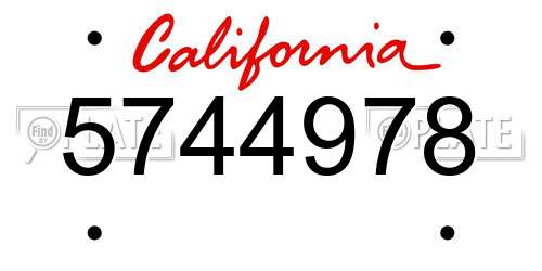 5744978 California License Plate