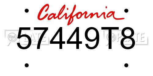 57449T8 California License Plate