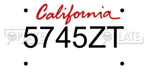 5745ZT California License Plate
