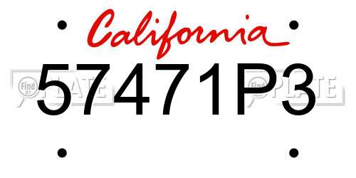 57471P3 California License Plate