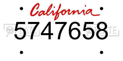 5747658 California License Plate