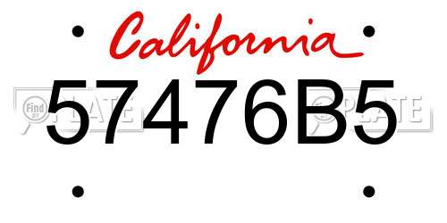 57476B5 California License Plate