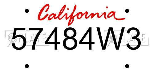 57484W3 California License Plate