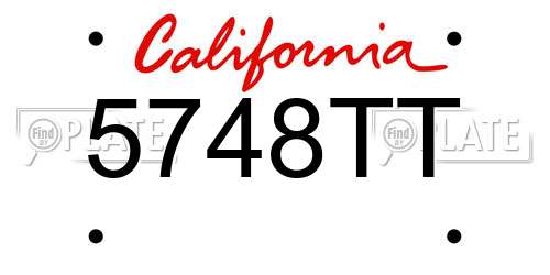 5748TT California License Plate