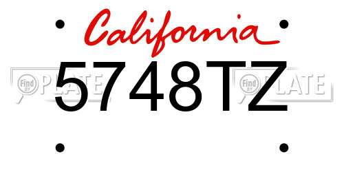 5748TZ California License Plate