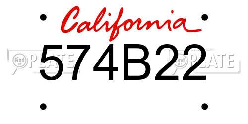 574B22 California License Plate