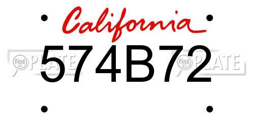 574B72 California License Plate