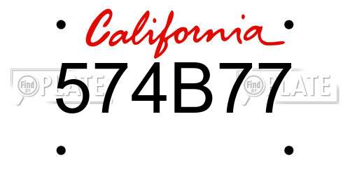 574B77 California License Plate