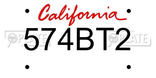 574BT2 California License Plate