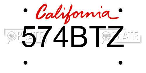 574BTZ California License Plate