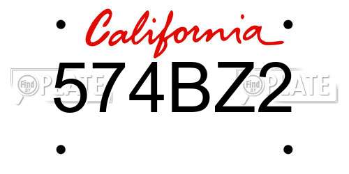 574BZ2 California License Plate
