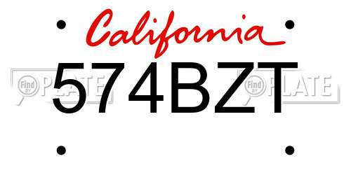 574BZT California License Plate