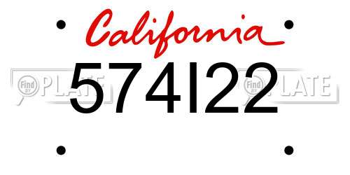 574I22 California License Plate