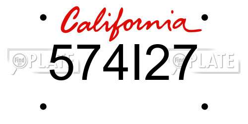 574I27 California License Plate