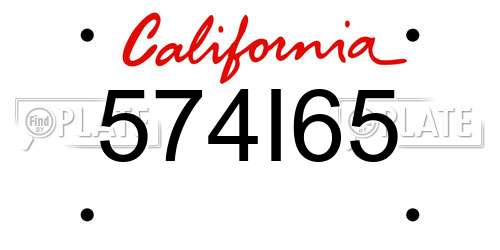 574I65 California License Plate