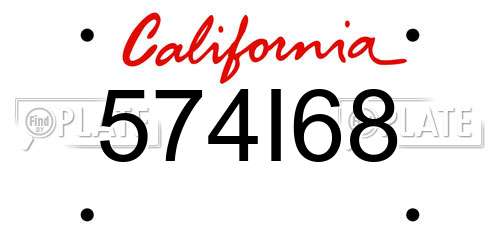 574I68 California License Plate