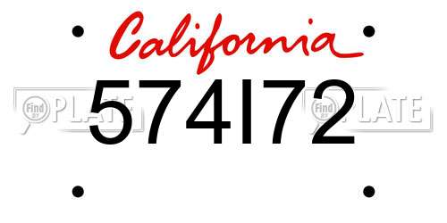 574I72 California License Plate