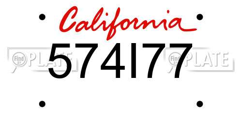 574I77 California License Plate