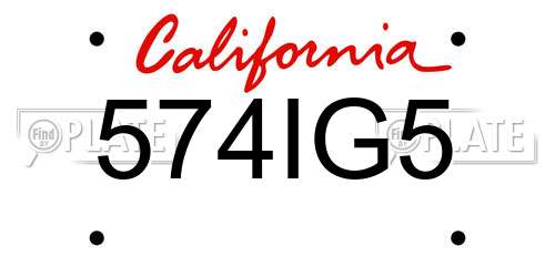 574IG5 California License Plate