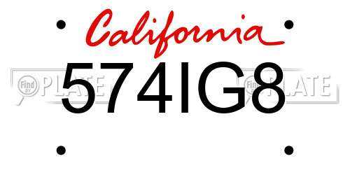 574IG8 California License Plate