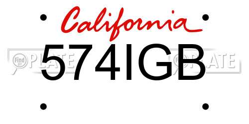 574IGB California License Plate