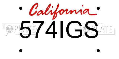574IGS California License Plate
