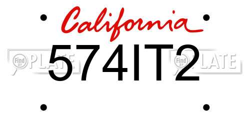 574IT2 California License Plate