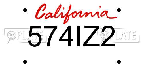 574IZ2 California License Plate