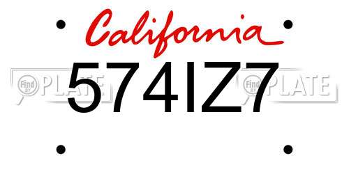 574IZ7 California License Plate