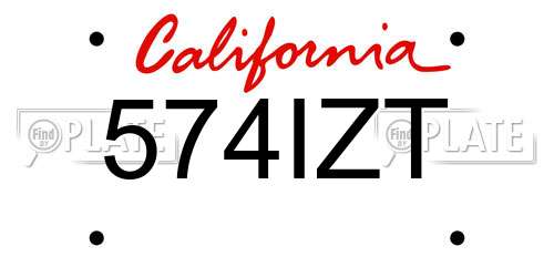 574IZT California License Plate