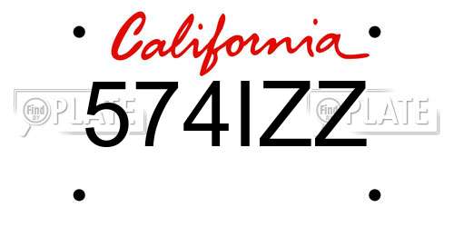 574IZZ California License Plate