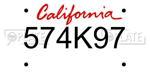 574K97 California License Plate