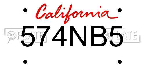 574NB5 California License Plate