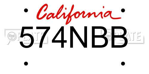 574NBB California License Plate