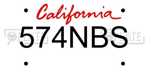 574NBS California License Plate