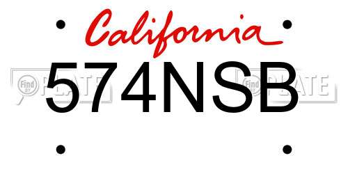 574NSB California License Plate