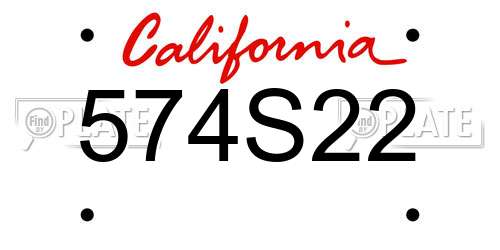 574S22 California License Plate