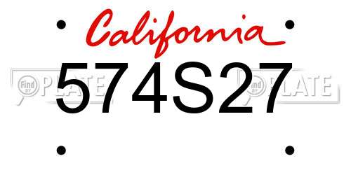 574S27 California License Plate