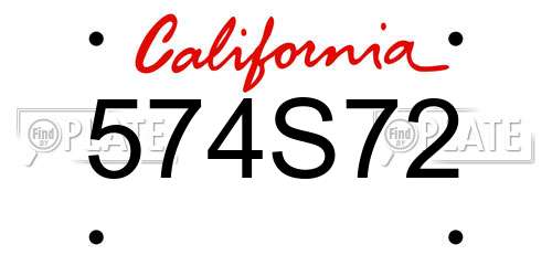 574S72 California License Plate