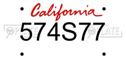 574S77 California License Plate