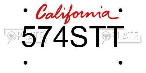 574STT California License Plate