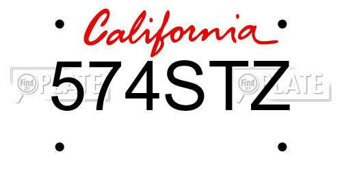 574STZ California License Plate