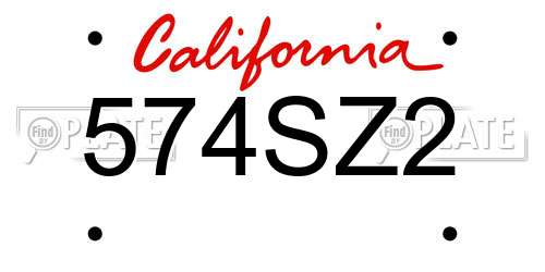 574SZ2 California License Plate