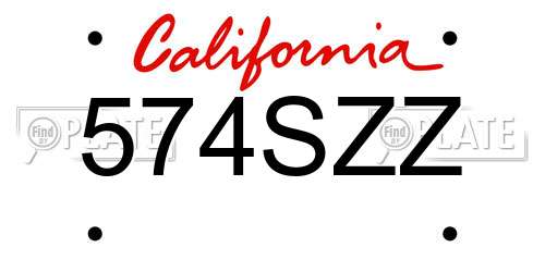 574SZZ California License Plate