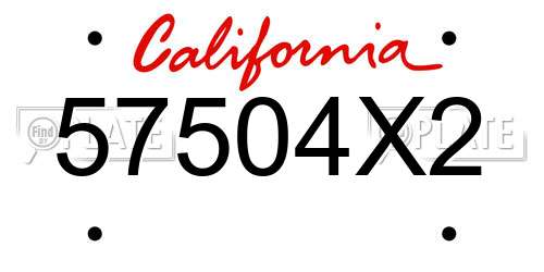 57504X2 California License Plate