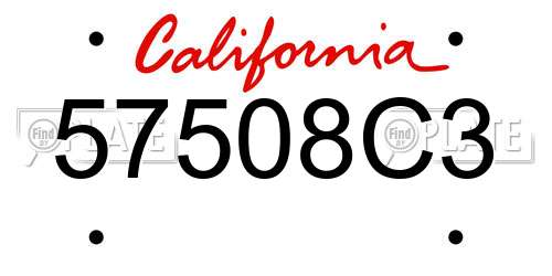 57508C3 California License Plate