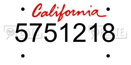 5751218 California License Plate